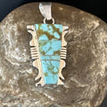Navajo Blue #8 Turquoise Inlay Pendant | Sterling Silver | 2" | Authentic Native American Handmade | 15683