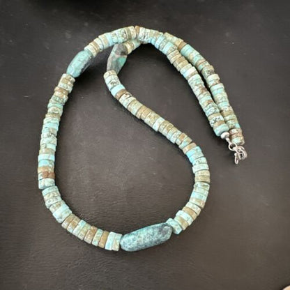 Navajo Turquoise Nugget Heishi Bead Necklace | Sterling Silver | Authentic Native American Handmade | 20" | 17144