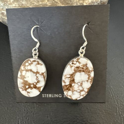 Navajo Wild Horse Turquoise Dangle Earrings | Sterling Silver | Authentic Native American Handmade | 15745