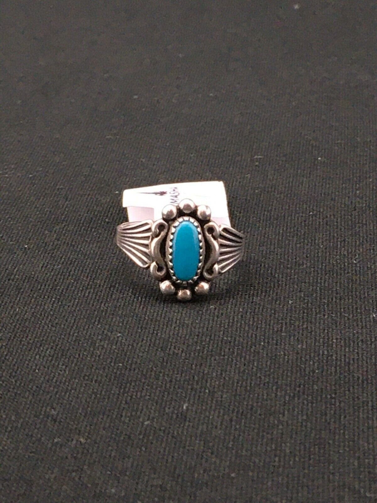 Native American Navajo Blue Turquoise Ring | Sterling Silver | Sz 4.5 | 4448