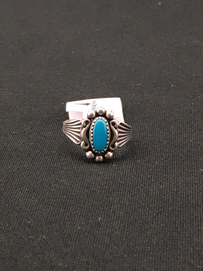 Native American Navajo Blue Turquoise Ring | Sterling Silver | Sz 4.5 | 4448