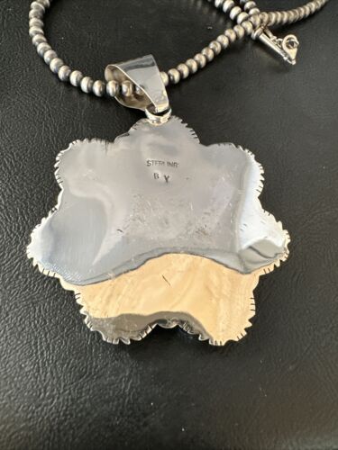 XL Cluster Navajo White Buffalo Turquoise Sterling Necklace Pendant | Multi-Stone | 14897