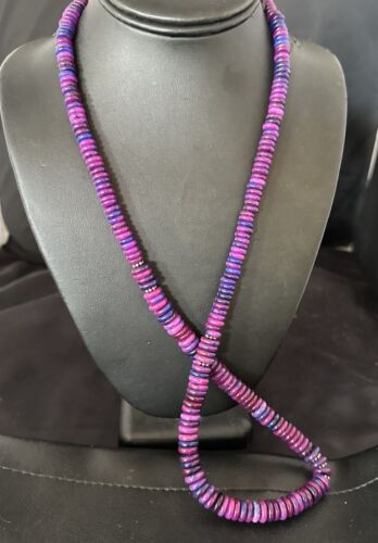 Navajo Pearls Purple Sugilite Pendant Necklace | Sterling Silver Beads | 29" | Authentic Native American Handmade | 16947