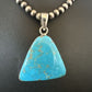 Blue Kingman Turquoise Pendant | Navajo Pearls | Sterling Silver Necklace 20" | 17009