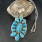 Navajo Blue Kingman Turquoise Cluster Pendant | Sterling Silver | Authentic Native American Handmade | 15447