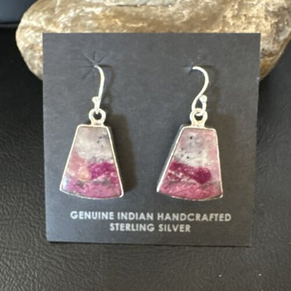Purple Mojave Turquoise Dangle Earrings | Sterling Silver | Authentic Native American Handmade | 15782