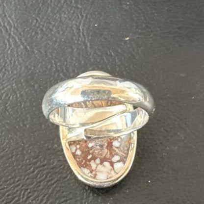 Men's Women's Wild Horse Turquoise Ring | Navajo Sterling Silver | Sz 8 | Authentic Native American Handmade | 17356