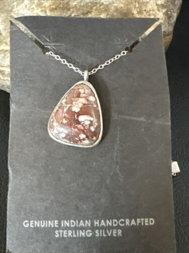 Navajo Wild Horse Turquoise Pendant Necklace | Sterling Silver | Authentic Native American Handmade | 4467