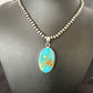 Blue Kingman Turquoise Pendant | Navajo Pearls | Sterling Silver Necklace 20" | 16688
