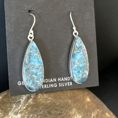 Blue Denim Lapis Dangle Earrings | Sterling Silver | 1" | 15799