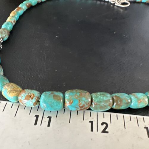 Navajo Blue Turquoise Graduated Necklace | Sterling Silver | Authentic Native American | 18" | 15268