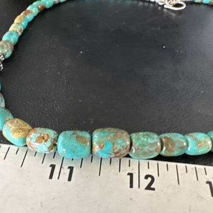 Navajo Blue Turquoise Graduated Necklace | Sterling Silver | Authentic Native American | 18" | 15268