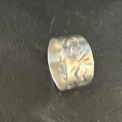 Navajo Stamped Wide Band Ring | Sterling Silver | Sz 7 | Authentic Native American Handmade | 15294