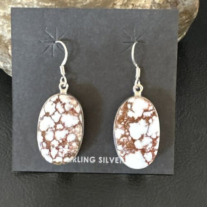 Navajo Wild Horse Turquoise Dangle Earrings | Sterling Silver | Authentic Native American Handmade | 15746