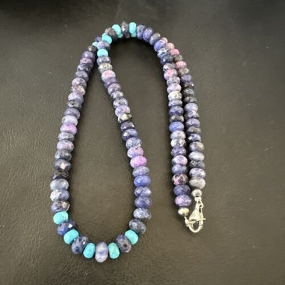 Navajo Faceted Purple Sugilite Turquoise Bead Necklace | Sterling Silver | 20" | 16453