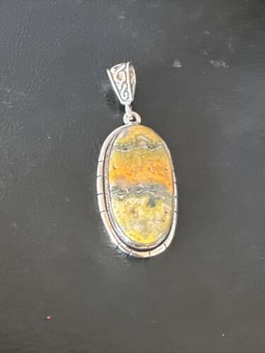 Navajo Bumblebee Jasper Pendant Necklace | Sterling Silver | Authentic Native American Handmade | 15960