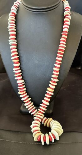Navajo Sterling Silver Blue Howlite & Red Coral Necklace | Authentic Native American | 30"