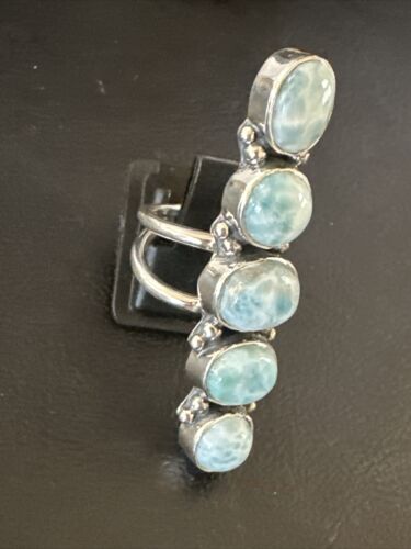 Navajo Blue Larimar Multi-Stone Ring | Authentic Native American Sterling Silver | Multi-Stone | Sz 6.5 | 15980