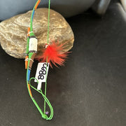 Handmade Green Bow Car Charm | 6.5" Mirror Dangler | Southwestern Jewelry | 8892