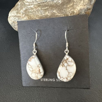 Navajo Wild Horse Turquoise Dangle Earrings | Sterling Silver | Authentic Native American Handmade | 15740