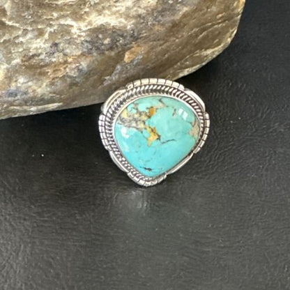 Navajo Blue #8 Turquoise Ring | Sterling Silver | Sz 11 | Authentic Native American Handmade | 15506