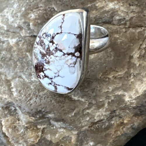 Men's & Women's Wild Horse Turquoise Navajo Ring | Sterling Silver | Sz 7 | Authentic Native American Handmade | 17365