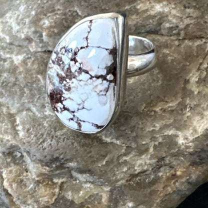 Men's & Women's Wild Horse Turquoise Navajo Ring | Sterling Silver | Sz 7 | Authentic Native American Handmade | 17365