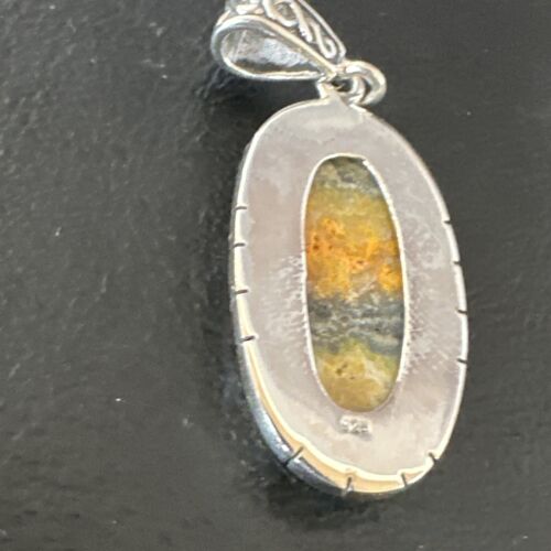 Navajo Bumblebee Jasper Pendant Necklace | Sterling Silver | Authentic Native American Handmade | 15960