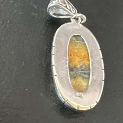 Navajo Bumblebee Jasper Pendant Necklace | Sterling Silver | Authentic Native American Handmade | 15960