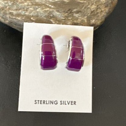 Southwestern Purple Sugilite Inlay Earrings | Sterling Silver | 1" | 16744