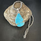 Blue Kingman Turquoise Pendant | Navajo Pearls | Sterling Silver Necklace 20" | 16999