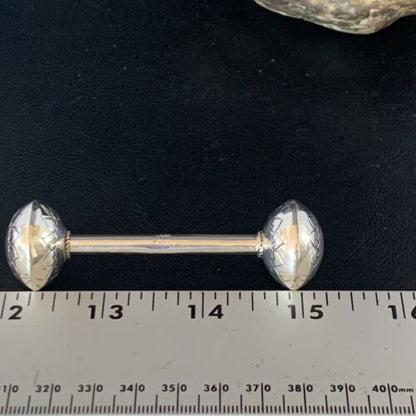 Navajo Baby Rattle | Handmade Sterling Silver Stamped | Native American | 3" | 16961