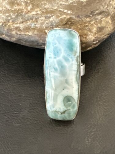 Navajo Blue Larimar Ring | Sterling Silver | Sz 10 | Authentic Native American Handmade | 17586