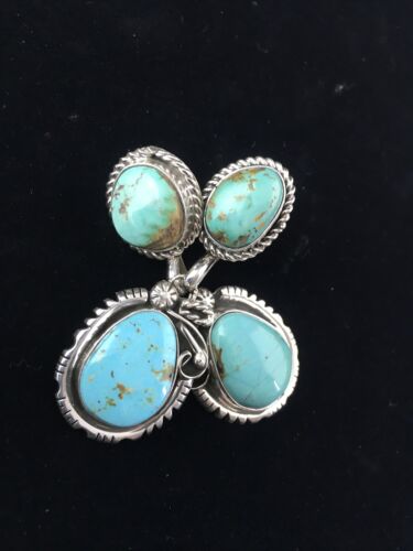 Navajo Kingman Turquoise Dangle Earrings | Sterling Silver | Authentic Native American Handmade | 1764