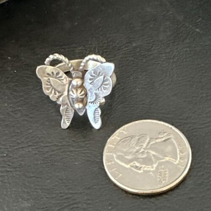 Navajo Sterling Silver Butterfly Ring | Sz 8 | Authentic Native American Handmade | 16974