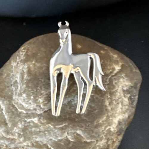 Navajo Horse Pendant Necklace | Sterling Silver | 2.25" | Authentic Native American Handmade | 15172