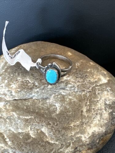 Native American Navajo Blue Turquoise Ring | Sterling Silver | Sz 5.5 | 4449