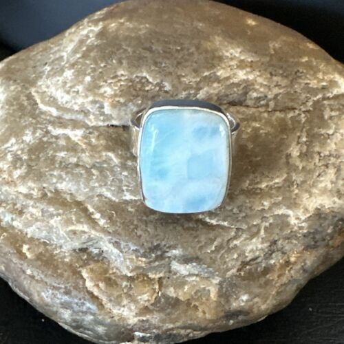 Navajo Blue Larimar Ring | Sterling Silver | Sz 7 | Authentic Native American Handmade | 17655