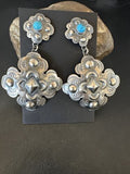 Navajo Stamped Sterling Silver Earrings Set | Handmade | 2.75" | Authentic Native American | 16341