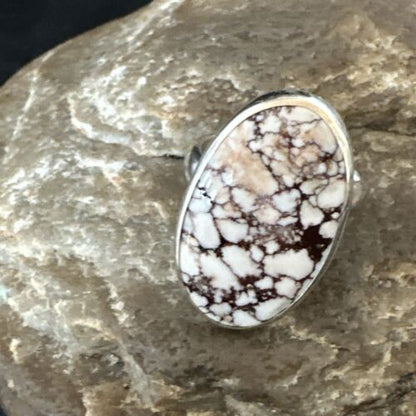 Men's and Women's Wild Horse Turquoise Ring | Navajo Sterling Silver | Sz 7 | 17278