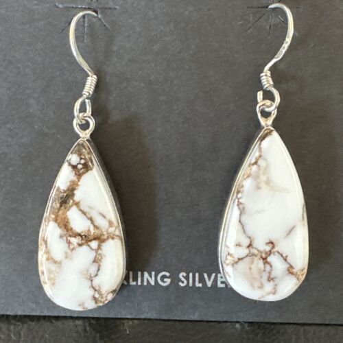 Navajo Wild Horse Turquoise Dangle Earrings | Sterling Silver | Authentic Native American Handmade | 15741
