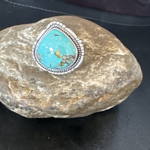 Navajo Blue #8 Turquoise Ring | Sterling Silver | Sz 11 | Authentic Native American Handmade | 15506