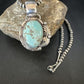 Navajo Blue Golden Hills Turquoise Pendant Necklace | Sterling Silver Pearls | Authentic Native American Handmade | 14997