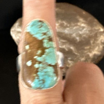 Navajo Blue Turquoise #8 Ring | Sterling Silver | Sz 9.5 | Authentic Native American Handmade | 14965