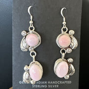 Navajo Pink Conch Shell Cluster Earrings | Sterling Silver | Authentic Native American Handmade | 15688