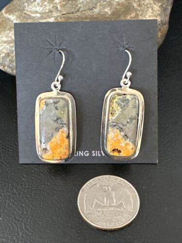 Navajo Bumblebee Jasper Earrings | Sterling Silver | Authentic Native American Handmade | 15841