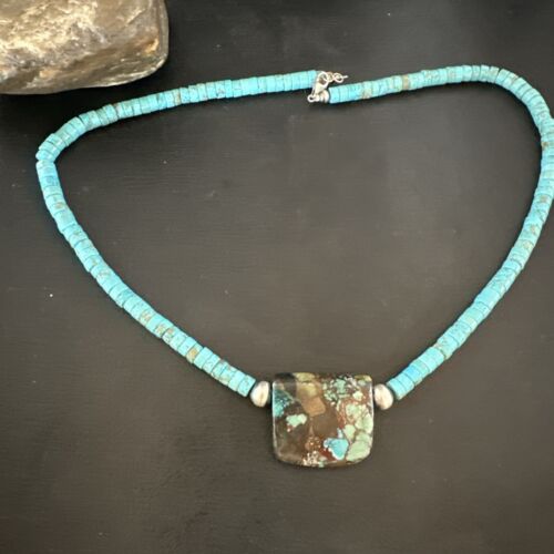 Navajo SpiderWeb Turquoise Heishi Pearls Necklace | Sterling Silver | 20" | 16912