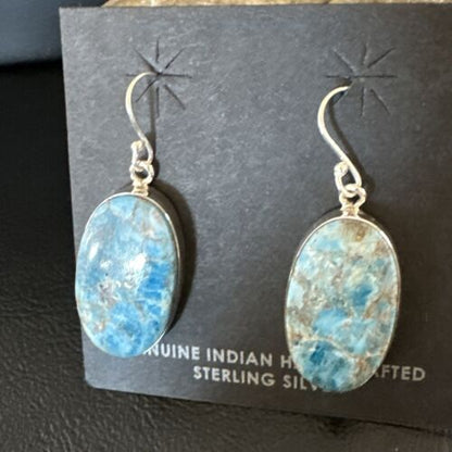 Blue Denim Lapis Dangle Earrings | Sterling Silver | 1" | 15792