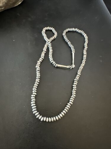 Navajo Pearl Sterling Silver Saucer Bead Necklace | Hand Strung 5mm | 20" | Authentic Native American | 60520