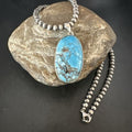 Navajo Blue Spiderweb Turquoise Pendant Necklace | Sterling Silver | Authentic Native American Handmade | 17023